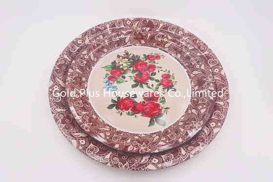 70cm Bagasse Cheese SS Round Dinner Plates Flat Dish Sets